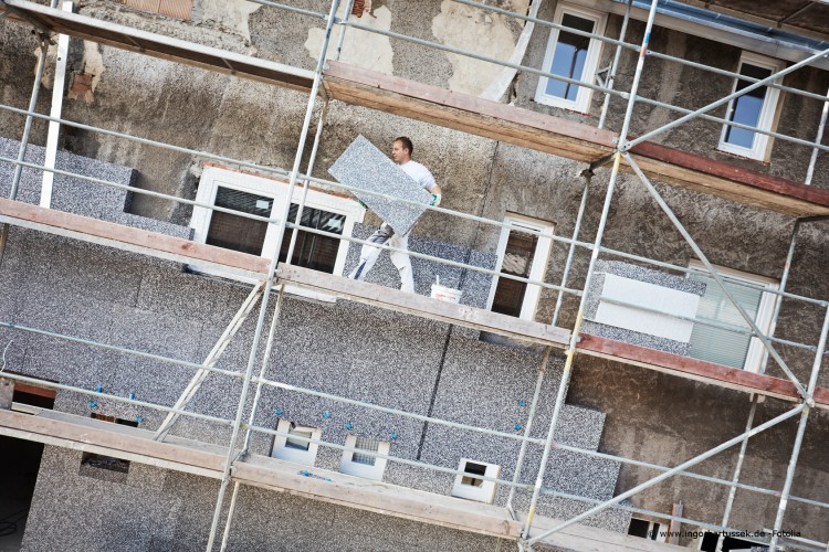 Baustelle mit Styropor Dämmung